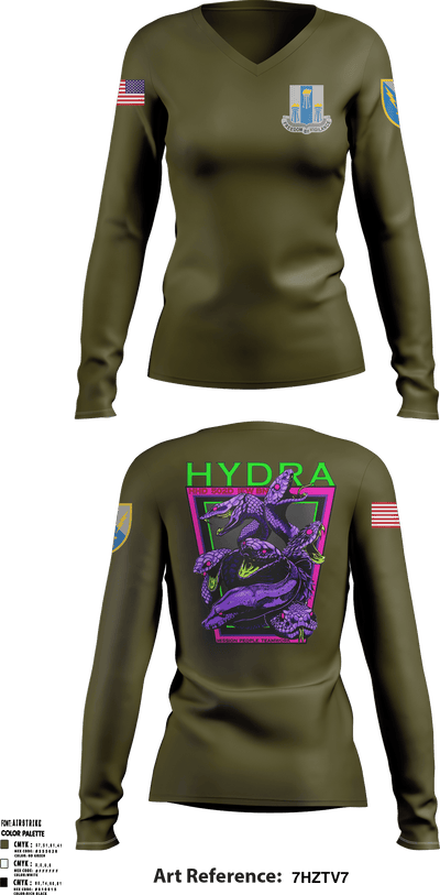 HHD HYDRA, 502nd IEW BN 85683805 Women's Long Sleeve V-neck Shirt - 53