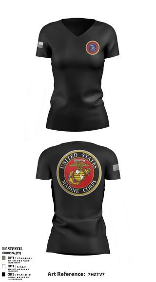 Women's Short Sleeve Vneck Shirt, , Marines, Teamtime, Team time, sublimation, custom sports apparel, team uniforms, spirit wear, spiritwear, sports uniforms, custom shirts, team store, custom team store, fundraiser sports, apparel fundraiser