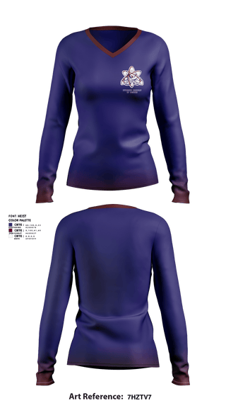Women's Long Sleeve Vneck Shirt, Syracuse academy of science, Men's Basketball, Teamtime, Team time, sublimation, custom sports apparel, team uniforms, spirit wear, spiritwear, sports uniforms, custom shirts, team store, custom team store, fundraiser sports, apparel fundraiser