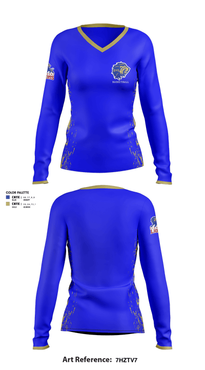 Elkhart High School Basketball 35338743 Women's Long Sleeve V-neck Shirt - 1