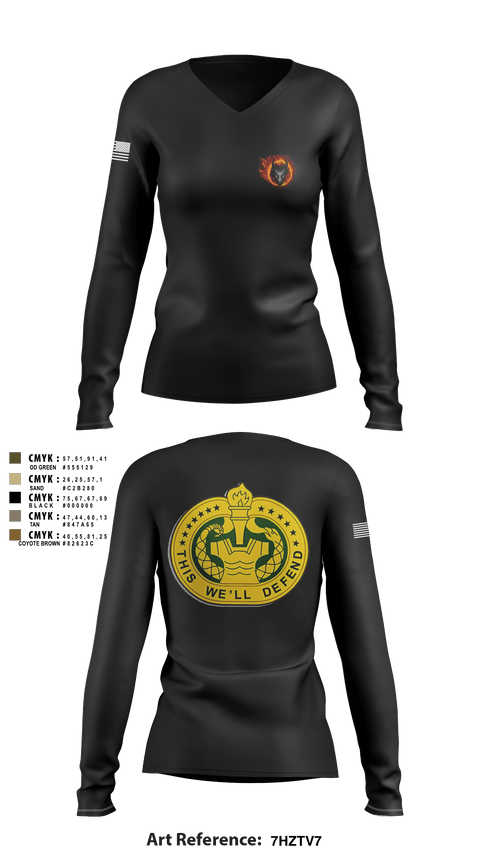 Women's Long Sleeve Vneck Shirt, , Army, Teamtime, Team time, sublimation, custom sports apparel, team uniforms, spirit wear, spiritwear, sports uniforms, custom shirts, team store, custom team store, fundraiser sports, apparel fundraiser