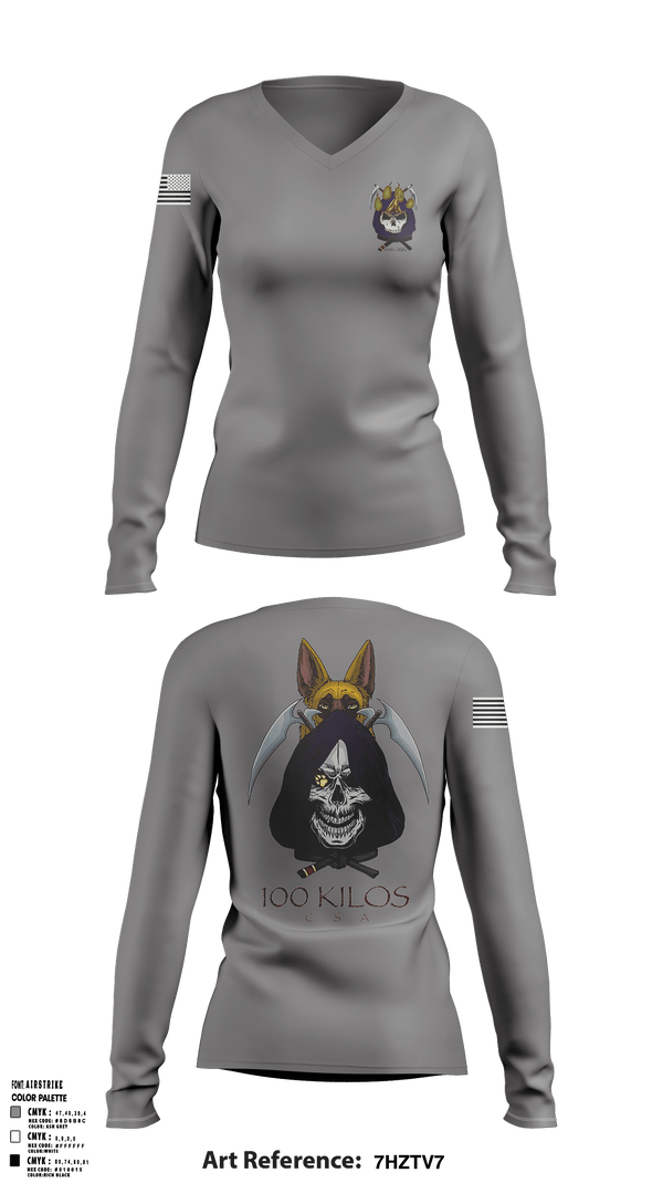 Women's Long Sleeve Vneck Shirt, 100 kilos, , Teamtime, Team time, sublimation, custom sports apparel, team uniforms, spirit wear, spiritwear, sports uniforms, custom shirts, team store, custom team store, fundraiser sports, apparel fundraiser