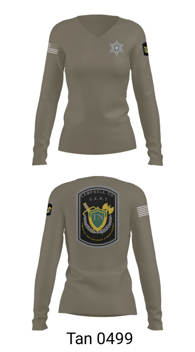 C.E.R.T. 35193736 Women's Long Sleeve V-neck Shirt - 41