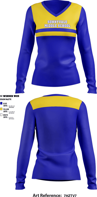 Women's Long Sleeve Vneck Shirt, Sunnyvale Middle School, Spirit Store, Teamtime, Team time, sublimation, custom sports apparel, team uniforms, spirit wear, spiritwear, sports uniforms, custom shirts, team store, custom team store, fundraiser sports, apparel fundraiser