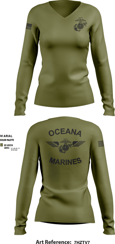Oceana Marines 61589577 Women's Long Sleeve V-neck Shirt - 2