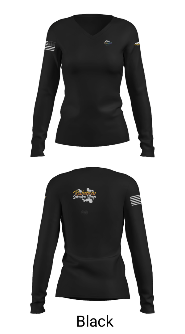 Women's Long Sleeve Vneck Shirt, Rainbow Smoke Shop, , Teamtime, Team time, sublimation, custom sports apparel, team uniforms, spirit wear, spiritwear, sports uniforms, custom shirts, team store, custom team store, fundraiser sports, apparel fundraiser