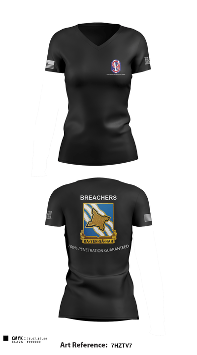 1-390TH TRAINING REGIMENT BRAVO COMPANY 46848242 Women's Short Sleeve V-neck Shirt - 1