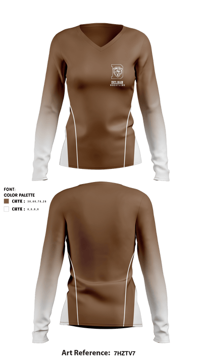 Delran High School Wrestling 59171383 Women's Long Sleeve V-neck Shirt - 1