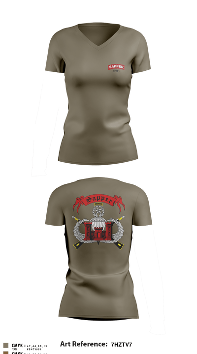 251 EN (SAPPER) 36570937 Women's Short Sleeve V-neck Shirt - 4