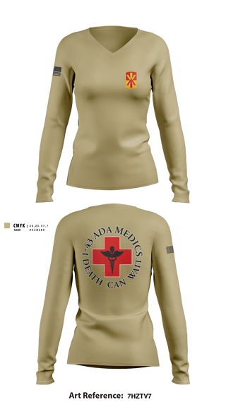 Women's Long Sleeve Vneck Shirt, Medics, 1-43 ADA, Army, Teamtime, Team time, sublimation, custom sports apparel, team uniforms, spirit wear, spiritwear, sports uniforms, custom shirts, team store, custom team store, fundraiser sports, apparel fundraiser