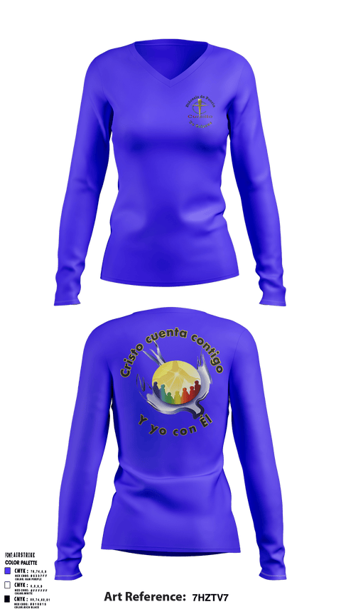 Women's Long Sleeve Vneck Shirt, Cursillo, , Teamtime, Team time, sublimation, custom sports apparel, team uniforms, spirit wear, spiritwear, sports uniforms, custom shirts, team store, custom team store, fundraiser sports, apparel fundraiser