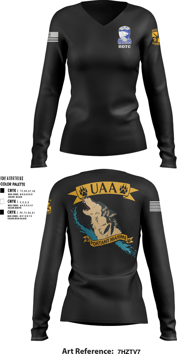 Women's Long Sleeve Vneck Shirt, ARMY ROTCArmy ROTC, Army, Teamtime, Team time, sublimation, custom sports apparel, team uniforms, spirit wear, spiritwear, sports uniforms, custom shirts, team store, custom team store, fundraiser sports, apparel fundraiser