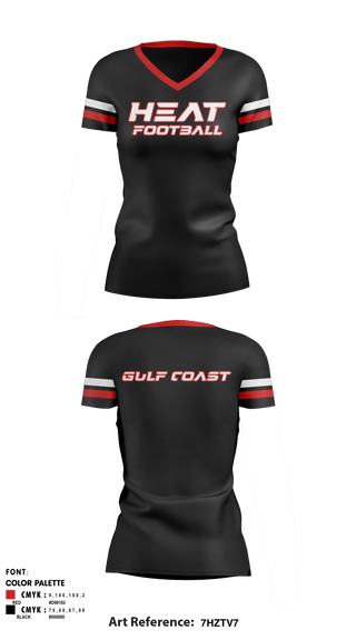 Women's Short Sleeve Vneck Shirt, Gulf Coast Heat Flag Football, Football, Teamtime, Team time, sublimation, custom sports apparel, team uniforms, spirit wear, spiritwear, sports uniforms, custom shirts, team store, custom team store, fundraiser sports, apparel fundraiser