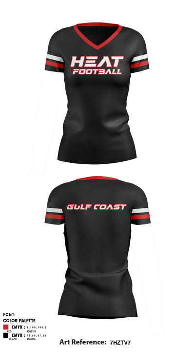 Gulf Coast Heat Flag Football 63004106 Women's Short Sleeve V-neck Shirt - 3