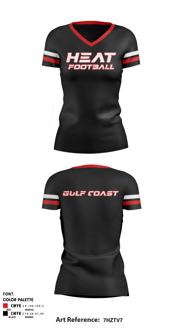 Women's Short Sleeve Vneck Shirt, Gulf Coast Heat Flag Football, Football, Teamtime, Team time, sublimation, custom sports apparel, team uniforms, spirit wear, spiritwear, sports uniforms, custom shirts, team store, custom team store, fundraiser sports, apparel fundraiser