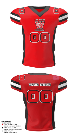 Football Jersey, Los Banos Wildcats, Football, Teamtime, Team time, sublimation, custom sports apparel, team uniforms, spirit wear, spiritwear, sports uniforms, custom shirts, team store, custom team store, fundraiser sports, apparel fundraiser