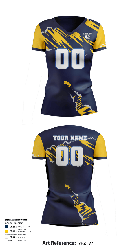 Women's Short Sleeve Vneck Shirt, Shelby Wildcats, Women's Volleyball, Teamtime, Team time, sublimation, custom sports apparel, team uniforms, spirit wear, spiritwear, sports uniforms, custom shirts, team store, custom team store, fundraiser sports, apparel fundraiser