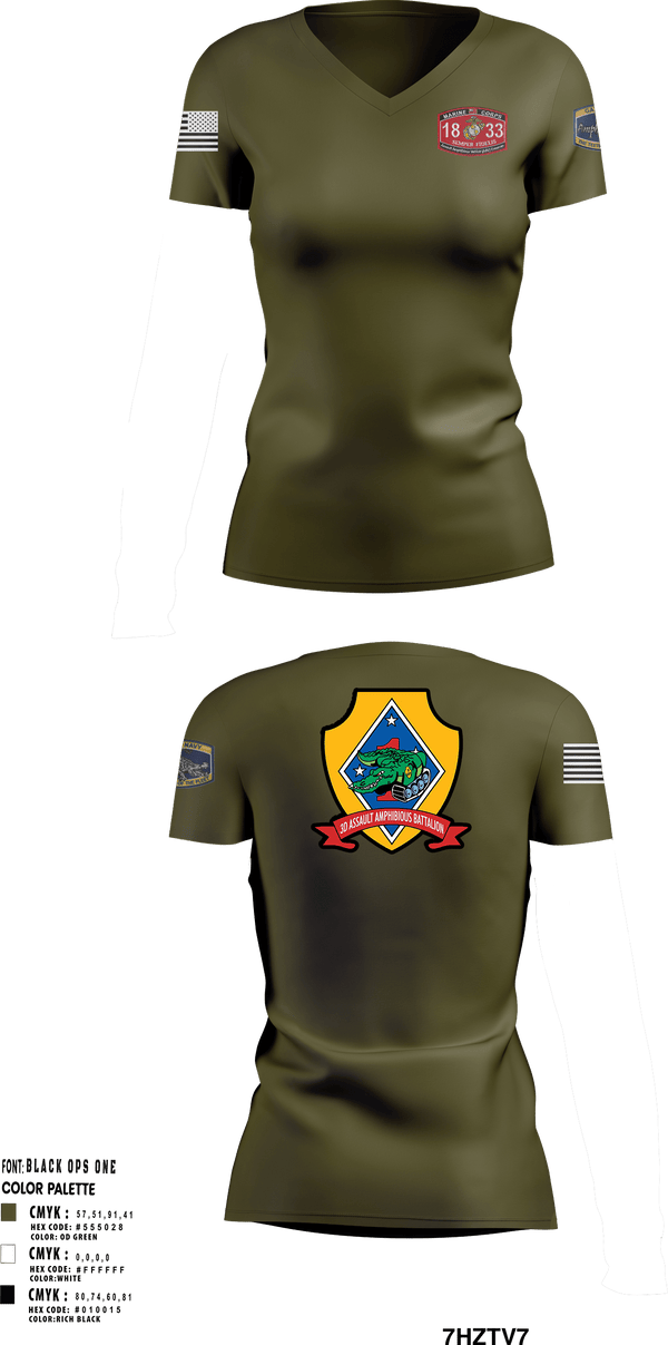 Women's Short Sleeve Vneck Shirt, 3rd AAV 1st Marines DivAmphibious assault, vehicle,, Marines, Teamtime, Team time, sublimation, custom sports apparel, team uniforms, spirit wear, spiritwear, sports uniforms, custom shirts, team store, custom team store, fundraiser sports, apparel fundraiser