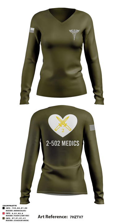 2-502IN Medical Platoon 90993317 Women's Long Sleeve V-neck Shirt - 3