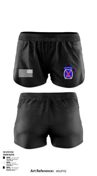 Women's Shorts, 10th Mountain Division, Army, Teamtime, Team time, sublimation, custom sports apparel, team uniforms, spirit wear, spiritwear, sports uniforms, custom shirts, team store, custom team store, fundraiser sports, apparel fundraiser