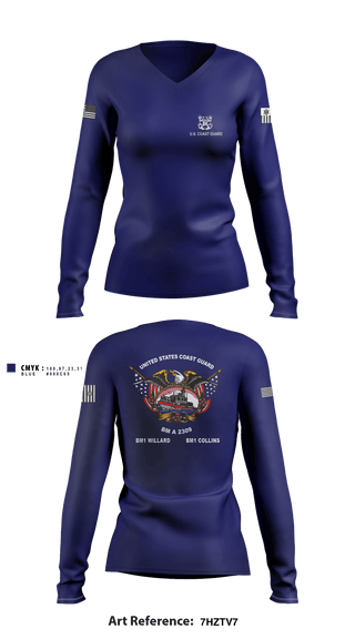 Women's Long Sleeve Vneck Shirt, , Coast Guard, Teamtime, Team time, sublimation, custom sports apparel, team uniforms, spirit wear, spiritwear, sports uniforms, custom shirts, team store, custom team store, fundraiser sports, apparel fundraiser