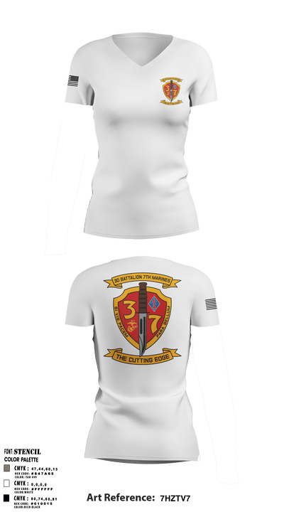 3rd Battalion 7th Marines 15959701 Women's Short Sleeve V-neck Shirt - 2