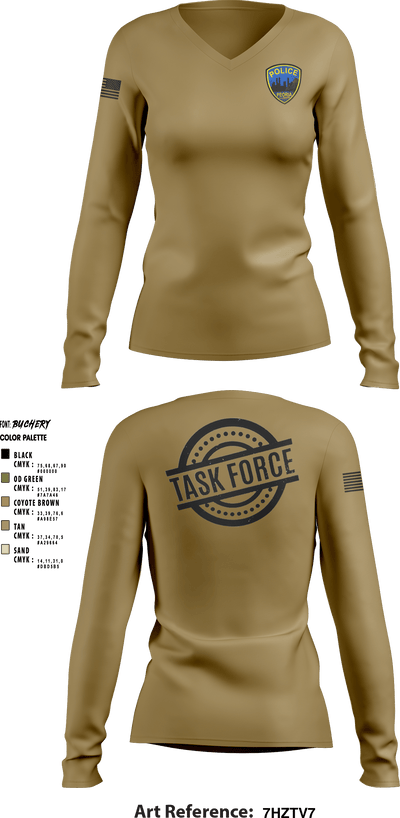 Crime Reduction Task Force 47911352 Women's Long Sleeve V-neck Shirt - 3