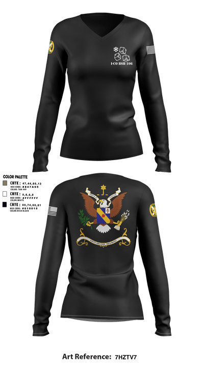 1-155th Dixie Thunder 83572891 Women's Long Sleeve V-neck Shirt - 9