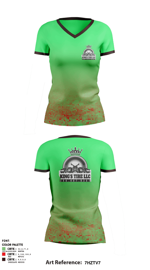 Women's Short Sleeve Vneck Shirt, Kings tire llcKings tire llc, , Teamtime, Team time, sublimation, custom sports apparel, team uniforms, spirit wear, spiritwear, sports uniforms, custom shirts, team store, custom team store, fundraiser sports, apparel fundraiser