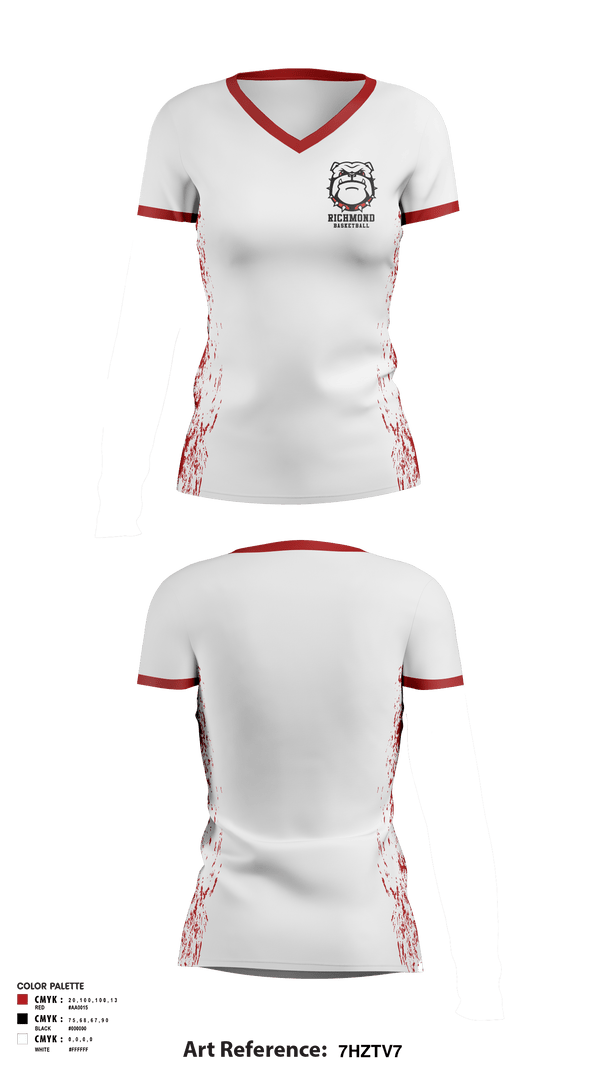 Women's Short Sleeve Vneck Shirt, Richmond High School of the Arts Basketball, Women's Basketball, Teamtime, Team time, sublimation, custom sports apparel, team uniforms, spirit wear, spiritwear, sports uniforms, custom shirts, team store, custom team store, fundraiser sports, apparel fundraiser