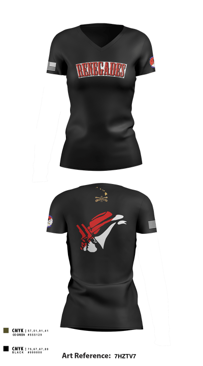 2-6 Cav Alpha troop Renegades 57667590 Women's Short Sleeve V-neck Shirt - 9