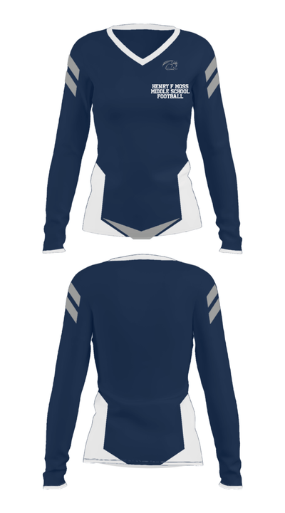 Henry F Moss Middle School Football 2709837 Women's Long Sleeve V-neck Shirt - 15