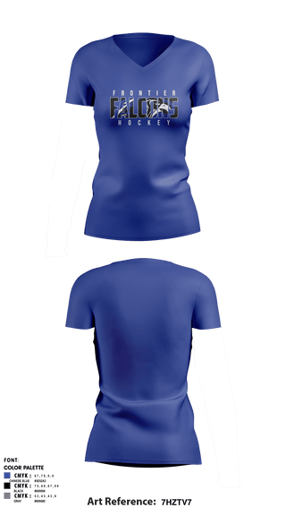 Women's Short Sleeve Vneck Shirt, Frontier Central Hockey, Hockey, Teamtime, Team time, sublimation, custom sports apparel, team uniforms, spirit wear, spiritwear, sports uniforms, custom shirts, team store, custom team store, fundraiser sports, apparel fundraiser