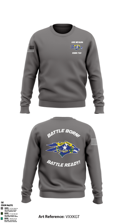 USS NEVADA SSBN 733 65073503 Crew Neck Sweatshirt - 4