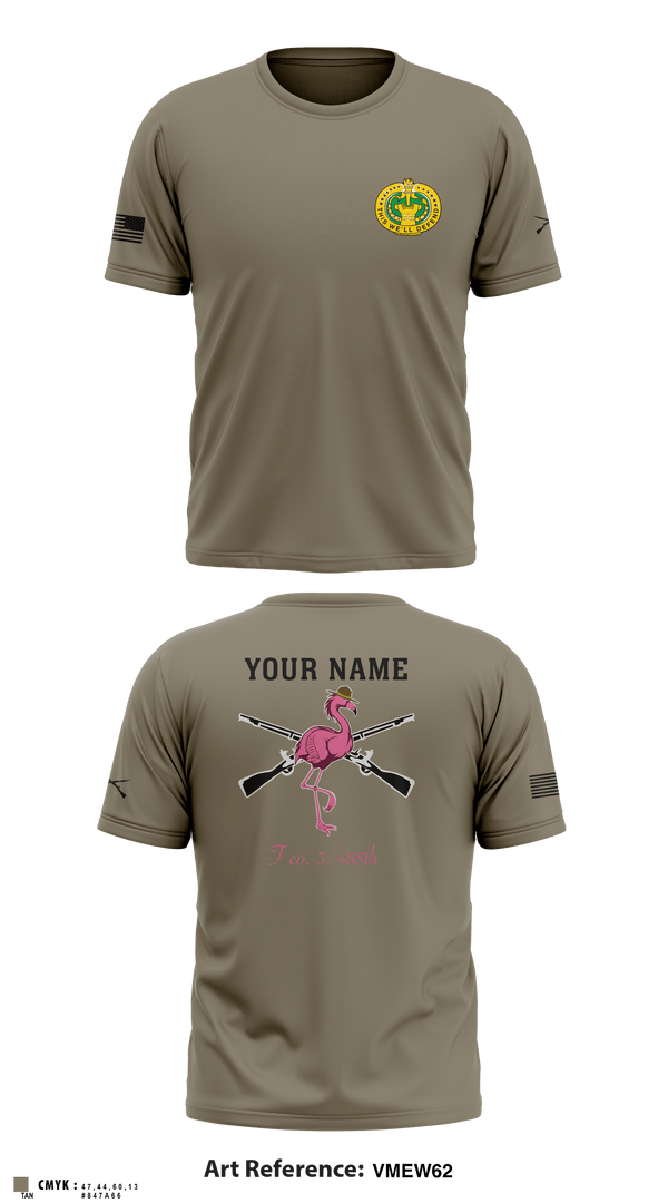 Short Sleeve Performance Shirt, Flamingo Co F 3/485 IN, Army, Teamtime, Team time, sublimation, custom sports apparel, team uniforms, spirit wear, spiritwear, sports uniforms, custom shirts, team store, custom team store, fundraiser sports, apparel fundraiser