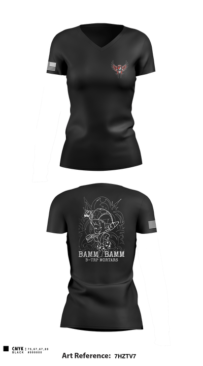BAMM BAMM 3548892 Women's Short Sleeve V-neck Shirt - 1