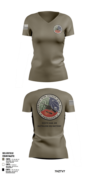 635th AAA AW Battalion HQ Battery 3041583 Women's Short Sleeve V-neck Shirt - 3
