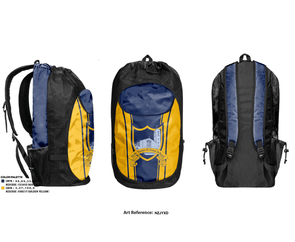 Gear Bag, Holy Name Of Jesus School, Spirit Store, Teamtime, Team time, sublimation, custom sports apparel, team uniforms, spirit wear, spiritwear, sports uniforms, custom shirts, team store, custom team store, fundraiser sports, apparel fundraiser