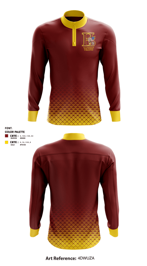 Quarter Zip Jacket, Hillsborough High School Gymnastics, Spirit Store, Teamtime, Team time, sublimation, custom sports apparel, team uniforms, spirit wear, spiritwear, sports uniforms, custom shirts, team store, custom team store, fundraiser sports, apparel fundraiser