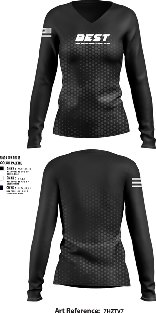Women's Long Sleeve Vneck Shirt, BEST (bail enforcement street team) fugitive apprehension and security, , Teamtime, Team time, sublimation, custom sports apparel, team uniforms, spirit wear, spiritwear, sports uniforms, custom shirts, team store, custom team store, fundraiser sports, apparel fundraiser