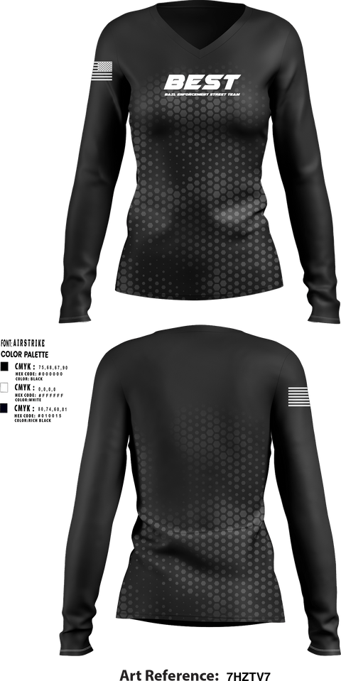 Women's Long Sleeve Vneck Shirt, BEST (bail enforcement street team) fugitive apprehension and security, , Teamtime, Team time, sublimation, custom sports apparel, team uniforms, spirit wear, spiritwear, sports uniforms, custom shirts, team store, custom team store, fundraiser sports, apparel fundraiser