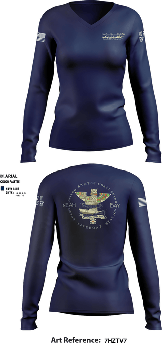 Women's Long Sleeve Vneck Shirt, USCG STATION NEAH BAY, Coast Guard, Teamtime, Team time, sublimation, custom sports apparel, team uniforms, spirit wear, spiritwear, sports uniforms, custom shirts, team store, custom team store, fundraiser sports, apparel fundraiser