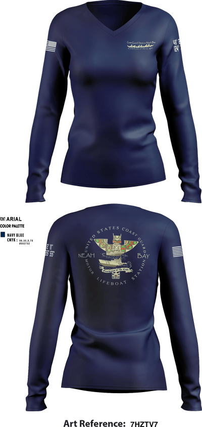 USCG STATION NEAH BAY 8595020 Women's Long Sleeve V-neck Shirt - 2