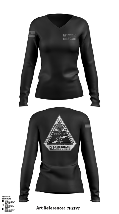 American Ambulance Rescue 49557589 Women's Long Sleeve V-neck Shirt - 1