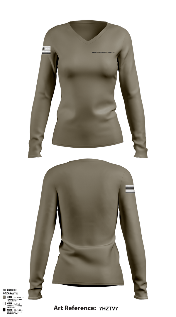 Women's Long Sleeve Vneck Shirt, New Look Construction LLC, , Teamtime, Team time, sublimation, custom sports apparel, team uniforms, spirit wear, spiritwear, sports uniforms, custom shirts, team store, custom team store, fundraiser sports, apparel fundraiser