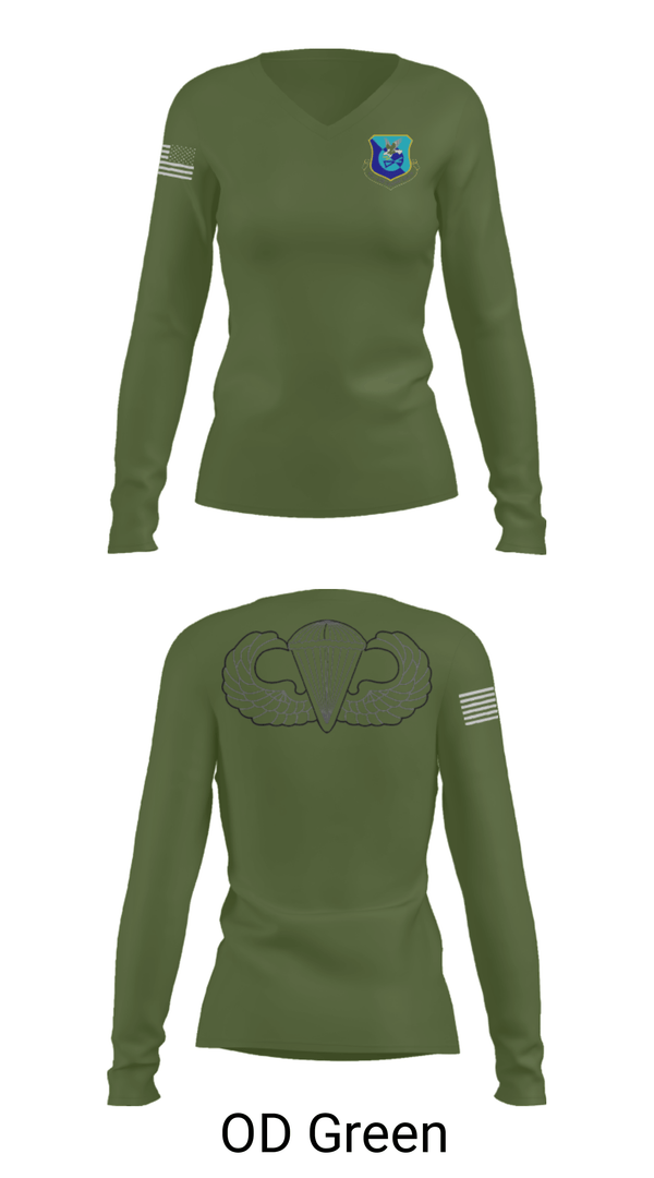 Women's Long Sleeve Vneck Shirt, , Air Force, Teamtime, Team time, sublimation, custom sports apparel, team uniforms, spirit wear, spiritwear, sports uniforms, custom shirts, team store, custom team store, fundraiser sports, apparel fundraiser