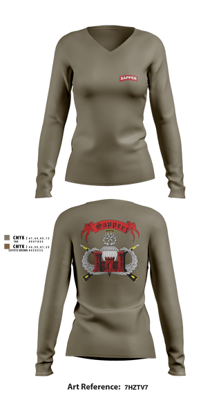 Women's Long Sleeve Vneck Shirt, , Army, Teamtime, Team time, sublimation, custom sports apparel, team uniforms, spirit wear, spiritwear, sports uniforms, custom shirts, team store, custom team store, fundraiser sports, apparel fundraiser