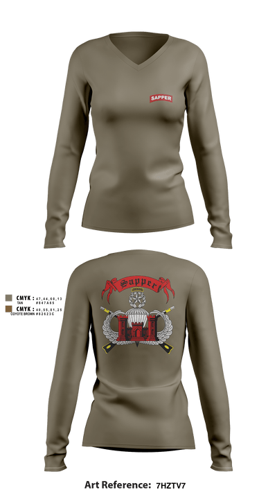 251 EN (SAPPER) 36570937 Women's Long Sleeve V-neck Shirt - 2