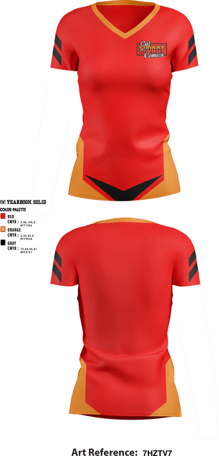 Women's Short Sleeve Vneck Shirt, Cut Throat Comics, , Teamtime, Team time, sublimation, custom sports apparel, team uniforms, spirit wear, spiritwear, sports uniforms, custom shirts, team store, custom team store, fundraiser sports, apparel fundraiser