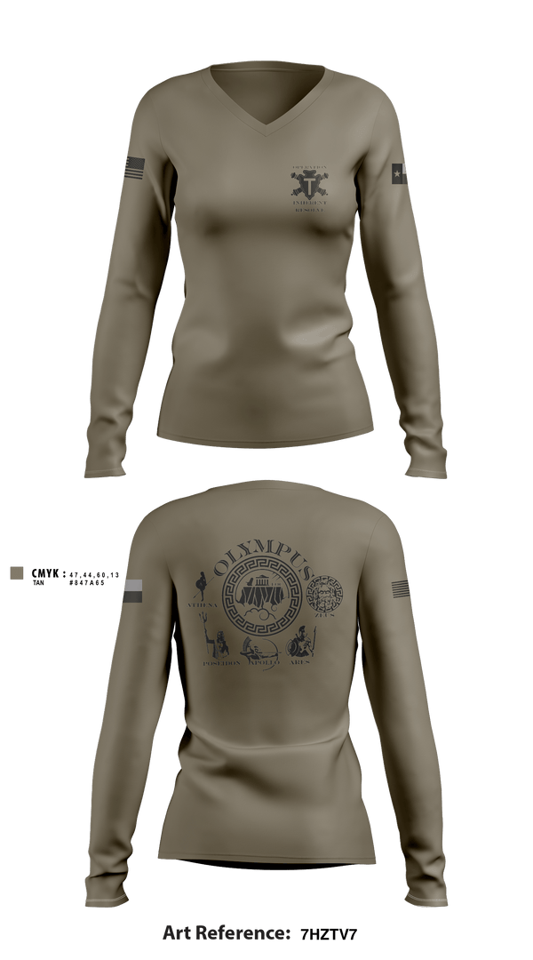 Women's Long Sleeve Vneck Shirt, 3-133 FA, Army, Teamtime, Team time, sublimation, custom sports apparel, team uniforms, spirit wear, spiritwear, sports uniforms, custom shirts, team store, custom team store, fundraiser sports, apparel fundraiser